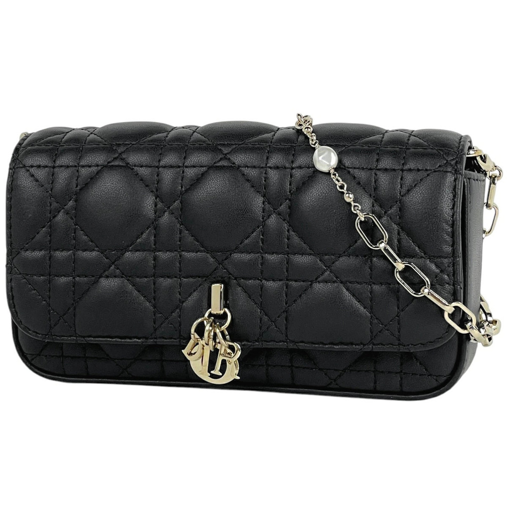 Christian Dior chain Shoulder Bag Cannage leather black